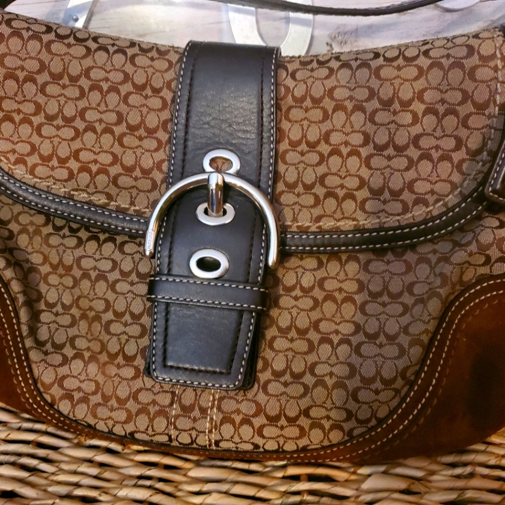 Brown and tan Coach purse
